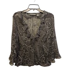 Ladies sexy sheer top open front Size Large